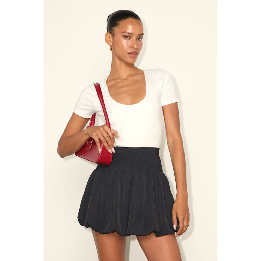Lulus Cutely Defined Black Bubble-hem Mini Skort - Size L